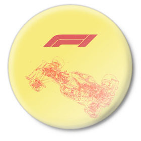 Значок с принтом F1 в Санкт-Петербурге,  металл | круглая форма, металлическая застежка в виде булавки | Тематика изображения на принте: 