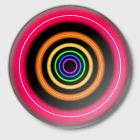 Значок с принтом Neon в Санкт-Петербурге,  металл | круглая форма, металлическая застежка в виде булавки | Тематика изображения на принте: neon | абстрактно | абстрактный | абстракция | кругами | круги | круглая | круглый | круглыми | кружки | крушки | неон | неонка | неоновые | неоновый | светящийся | яркий
