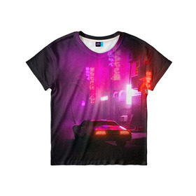 Детская футболка 3D с принтом НЕОНОВЫЙ ГОРОД в Санкт-Петербурге, 100% гипоаллергенный полиэфир | прямой крой, круглый вырез горловины, длина до линии бедер, чуть спущенное плечо, ткань немного тянется | hotline miami | neon | new retro wave | outrun | outrun electro | retro | retrowave | synth | synthwave | неон | ретро | хотлайн майами
