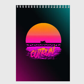 Скетчбук с принтом OUTRUN RETROWAVE в Санкт-Петербурге, 100% бумага
 | 48 листов, плотность листов — 100 г/м2, плотность картонной обложки — 250 г/м2. Листы скреплены сверху удобной пружинной спиралью | hotline miami | neon | new retro wave | outrun | outrun electro | retro | retrowave | synth | synthwave | неон | ретро | хотлайн майами