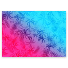Поздравительная открытка с принтом НЕОНОВЫЕ ПАЛЬМЫ / NEON в Санкт-Петербурге, 100% бумага | плотность бумаги 280 г/м2, матовая, на обратной стороне линовка и место для марки
 | hotline miami | neon | new retro wave | outrun | outrun electro | paints | palmen | rainbow | retro | retrowave | summer | synth | synthwave | tropical | брызги | брызги красок | звёзды | космос | краски | лето | неон | пальмы | радуга | 