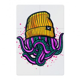 Магнитный плакат 2Х3 с принтом Octopus в Санкт-Петербурге, Полимерный материал с магнитным слоем | 6 деталей размером 9*9 см | Тематика изображения на принте: emo | lil peep | octopus | purple | rap | rock | в шапке | желтый | монстр | осьминог | тату | татуировка | фиолетовый | щупальца | щупальцы | яркий цвет