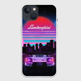 Чехол для iPhone 13 с принтом Lamborghini overdrive в Санкт-Петербурге,  |  | 80х | 90х | hotlinemimai | outrun | retrowave | synth | synthwave | гонки | дискотека | драйв | ламборгини | ламборджини | неоновые | ретро | светящиеся | скорость