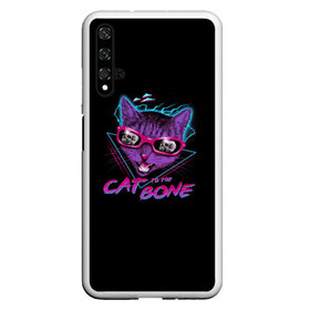 Чехол для Honor 20 с принтом Cat To The Bone в Санкт-Петербурге, Силикон | Область печати: задняя сторона чехла, без боковых панелей | 80 | bone | bones | cat | cyber | game | hotline | hotlinemiami | maiami | music | outrun | retro | retrowave | skull | synth | synthwave | игра | кибер | кот | кошка | ретро | череп