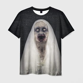 Мужская футболка 3D с принтом Страшный призрак в Санкт-Петербурге, 100% полиэфир | прямой крой, круглый вырез горловины, длина до линии бедер | halloween | horror | бабка | приведение | призрак | пятница 13 | страшилки | страшная бабка | страшно | ужасы | хоррор | хэллоуин