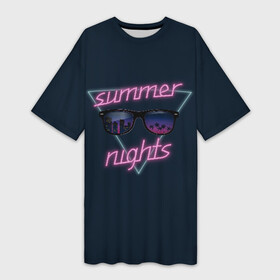 Платье-футболка 3D с принтом Summer Nights в Санкт-Петербурге,  |  | 80 | cyber | game | hotline | hotlinemiami | maiami | music | nights | outrun | retro | retrowave | summer | synth | synthwave | игра | кибер | лето | ночь | ретро