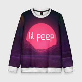 Детский свитшот 3D с принтом lil peep(Logo) в Санкт-Петербурге, 100% полиэстер | свободная посадка, прямой крой, мягкая тканевая резинка на рукавах и понизу свитшота | cry baby | lil peep | logo | rap | заход солнца | знаменитости. эмо | известный исполнитель | неон | пип | редактируемое лого | реп | розоватый оттенок | рок | рэп | яркий фон