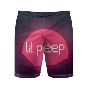 Мужские шорты спортивные с принтом lil peep(Logo) в Санкт-Петербурге,  |  | cry baby | lil peep | logo | rap | заход солнца | знаменитости. эмо | известный исполнитель | неон | пип | редактируемое лого | реп | розоватый оттенок | рок | рэп | яркий фон