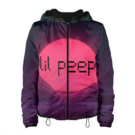 Женская куртка 3D с принтом lil peep(Black Logo) в Санкт-Петербурге, ткань верха — 100% полиэстер, подклад — флис | прямой крой, подол и капюшон оформлены резинкой с фиксаторами, два кармана без застежек по бокам, один большой потайной карман на груди. Карман на груди застегивается на липучку | cry baby | lil peep | logo | rap | заход солнца | знаменитости. эмо | известный исполнитель | неон | пип | редактируемое лого | реп | розоватый оттенок | рок | рэп | яркий фон