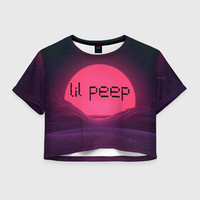 Женская футболка Crop-top 3D с принтом lil peep(Black Logo) в Санкт-Петербурге, 100% полиэстер | круглая горловина, длина футболки до линии талии, рукава с отворотами | cry baby | lil peep | logo | rap | заход солнца | знаменитости. эмо | известный исполнитель | неон | пип | редактируемое лого | реп | розоватый оттенок | рок | рэп | яркий фон