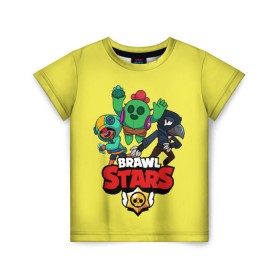 Детская футболка 3D с принтом Brawl Stars в Санкт-Петербурге, 100% гипоаллергенный полиэфир | прямой крой, круглый вырез горловины, длина до линии бедер, чуть спущенное плечо, ткань немного тянется | brawl | brawl stars | crow | leon | stars | бравл | бравл старс | браво старс | игра | компьютерная | кров | леон | онлайн | старс