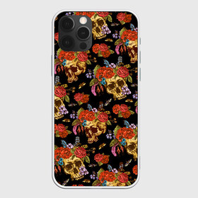 Чехол для iPhone 12 Pro Max с принтом Skulls and Roses в Санкт-Петербурге, Силикон |  | flowers | halloween | rose | skull | tattoo | жуки | насекомые | роза | тату | татуировка | хеллоуин | хэллоуин | цветок | цветы | череп