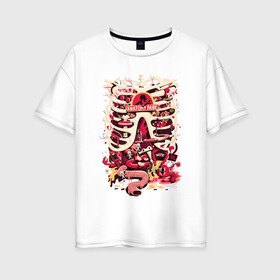 Женская футболка хлопок Oversize с принтом Anatomy park в Санкт-Петербурге, 100% хлопок | свободный крой, круглый ворот, спущенный рукав, длина до линии бедер
 | anatomy park | vdgerir | скелет
