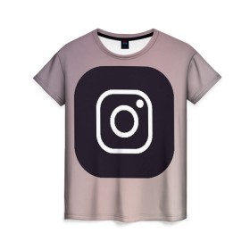 Женская футболка 3D с принтом instagram(logo and background) в Санкт-Петербурге, 100% полиэфир ( синтетическое хлопкоподобное полотно) | прямой крой, круглый вырез горловины, длина до линии бедер | instagram | logo | инстаграм | лого | мягкие цвета | приложение | простая картинка | фотоаппарат | черная картинка | черный | черный значок | черный цвет