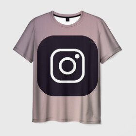 Мужская футболка 3D с принтом instagram(logo and background) в Санкт-Петербурге, 100% полиэфир | прямой крой, круглый вырез горловины, длина до линии бедер | instagram | logo | инстаграм | лого | мягкие цвета | приложение | простая картинка | фотоаппарат | черная картинка | черный | черный значок | черный цвет