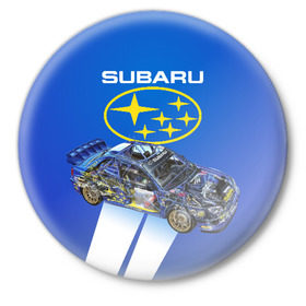 Значок с принтом Subaru в Санкт-Петербурге,  металл | круглая форма, металлическая застежка в виде булавки | sti | subaru | subaru impreza | subaru impreza wrx sti | subaru sti | субару | субару импреза
