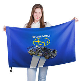 Флаг 3D с принтом Subaru в Санкт-Петербурге, 100% полиэстер | плотность ткани — 95 г/м2, размер — 67 х 109 см. Принт наносится с одной стороны | sti | subaru | subaru impreza | subaru impreza wrx sti | subaru sti | субару | субару импреза