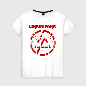 Женская футболка хлопок с принтом Linkin Park в Санкт-Петербурге, 100% хлопок | прямой крой, круглый вырез горловины, длина до линии бедер, слегка спущенное плечо | 