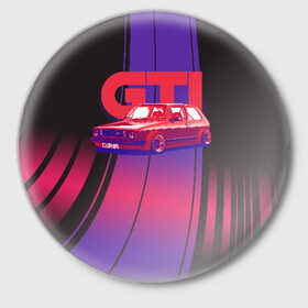 Значок с принтом Golf GTI в Санкт-Петербурге,  металл | круглая форма, металлическая застежка в виде булавки | golf | golf gti | volkswagen | вольксваген | фолькс ваген | фольксваген