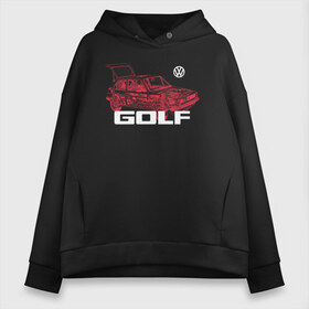 Женское худи Oversize хлопок с принтом Golf в Санкт-Петербурге, френч-терри — 70% хлопок, 30% полиэстер. Мягкий теплый начес внутри —100% хлопок | боковые карманы, эластичные манжеты и нижняя кромка, капюшон на магнитной кнопке | golf | golf gti | volkswagen | вольксваген | фолькс ваген | фольксваген