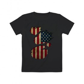 Детская футболка хлопок с принтом USA inside в Санкт-Петербурге, 100% хлопок | круглый вырез горловины, полуприлегающий силуэт, длина до линии бедер | amerika | fbi | nasa | russia | usa | америка | америки | внтури | россия | соединенные | страна | сша | флаг | штаты