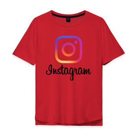 Мужская футболка хлопок Oversize с принтом Instagram в Санкт-Петербурге, 100% хлопок | свободный крой, круглый ворот, “спинка” длиннее передней части | application | instagram | инстаграм | приложение