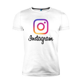Мужская футболка премиум с принтом Instagram в Санкт-Петербурге, 92% хлопок, 8% лайкра | приталенный силуэт, круглый вырез ворота, длина до линии бедра, короткий рукав | application | instagram | инстаграм | приложение