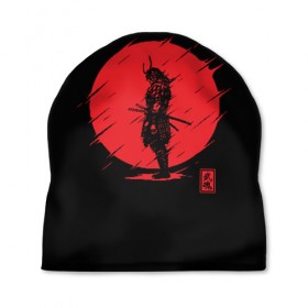 Шапка 3D с принтом Samurai в Санкт-Петербурге, 100% полиэстер | универсальный размер, печать по всей поверхности изделия | ahegao | anime | blood | japan | samurai | senpai | warior | аниме | ахегао | воин | катана | кровавая | кровавый | кровь | луна | самураи | самурай | семпай | сенпай | солнце | япония