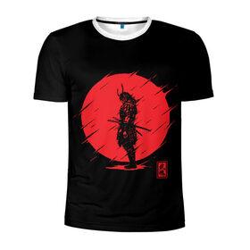 Мужская футболка 3D спортивная с принтом Samurai в Санкт-Петербурге, 100% полиэстер с улучшенными характеристиками | приталенный силуэт, круглая горловина, широкие плечи, сужается к линии бедра | ahegao | anime | blood | japan | samurai | senpai | warior | аниме | ахегао | воин | катана | кровавая | кровавый | кровь | луна | самураи | самурай | семпай | сенпай | солнце | япония