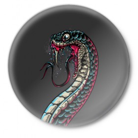 Значок с принтом Viper в Санкт-Петербурге,  металл | круглая форма, металлическая застежка в виде булавки | animals | art | poison | snake | venom | venomous | viper | арт | гадюка | животное | животные | змеи | змей | змея | картинка | картинки | прикольная | прикольные | яд | ядовитая | ядовитый