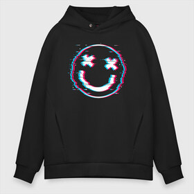 Мужское худи Oversize хлопок с принтом Glitch Smile в Санкт-Петербурге, френч-терри — 70% хлопок, 30% полиэстер. Мягкий теплый начес внутри —100% хлопок | боковые карманы, эластичные манжеты и нижняя кромка, капюшон на магнитной кнопке | Тематика изображения на принте: art | glitch | smile | арт | глитч | глич | картинка | картинки | мода | прикольная | прикольные | смайл | смайли | смайлик | тренд | тренды