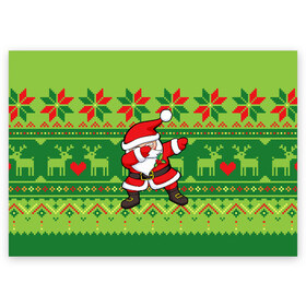 Поздравительная открытка с принтом Santa dab в Санкт-Петербурге, 100% бумага | плотность бумаги 280 г/м2, матовая, на обратной стороне линовка и место для марки
 | Тематика изображения на принте: christmas | dab | dance | deer | hand | heart | knitted | movement | new year | ornament | pattern | pixels | scandinavian | sweater | вязаный | движение | дэб | любовь | новый год | олени | орнамент | пиксели | рождество | рукой | свитер | сердце |