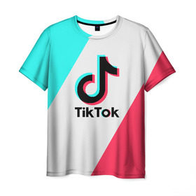 Мужская футболка 3D с принтом TIKTOK в Санкт-Петербурге, 100% полиэфир | прямой крой, круглый вырез горловины, длина до линии бедер | tik | tik tok | tiktok | tok | тик | тик ток | тикток | ток