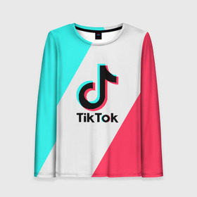 Женский лонгслив 3D с принтом TIKTOK в Санкт-Петербурге, 100% полиэстер | длинные рукава, круглый вырез горловины, полуприлегающий силуэт | tik | tik tok | tiktok | tok | тик | тик ток | тикток | ток