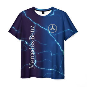 Мужская футболка 3D с принтом MERCEDES-BENZ в Санкт-Петербурге, 100% полиэфир | прямой крой, круглый вырез горловины, длина до линии бедер | amg | benz | mercedes | амг | бенз | бенс | бенц | гелик | мерин | мерс | мерседес