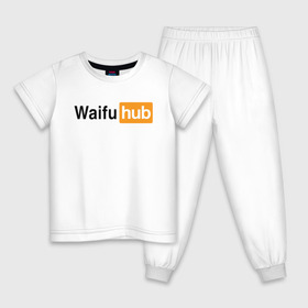 Детская пижама хлопок с принтом WaifuHub в Санкт-Петербурге, 100% хлопок |  брюки и футболка прямого кроя, без карманов, на брюках мягкая резинка на поясе и по низу штанин
 | Тематика изображения на принте: 