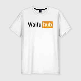 Мужская футболка премиум с принтом WaifuHub в Санкт-Петербурге, 92% хлопок, 8% лайкра | приталенный силуэт, круглый вырез ворота, длина до линии бедра, короткий рукав | Тематика изображения на принте: 