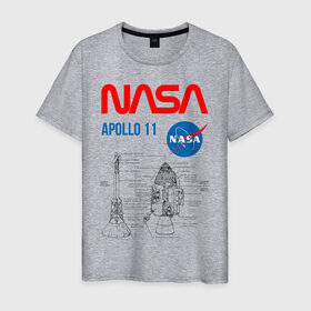 Мужская футболка хлопок с принтом Nasa Apollo 11 (двухсторонняя) в Санкт-Петербурге, 100% хлопок | прямой крой, круглый вырез горловины, длина до линии бедер, слегка спущенное плечо. | apollo 11 | apolo 11 | apolon 11 | аполлон 11 | аполон 11 | наса | насса