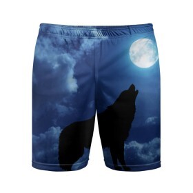 Мужские шорты спортивные с принтом WOLF в Санкт-Петербурге,  |  | wolf | волк | луна | ночь