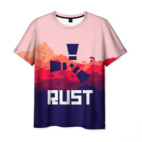 Мужская футболка 3D с принтом RUST в Санкт-Петербурге, 100% полиэфир | прямой крой, круглый вырез горловины, длина до линии бедер | magic rust | rust | rust 2019 | раст | раст 2019. | раст легаси