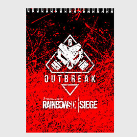 Скетчбук с принтом RAINBOW SIX SIEGE OUTBREAK в Санкт-Петербурге, 100% бумага
 | 48 листов, плотность листов — 100 г/м2, плотность картонной обложки — 250 г/м2. Листы скреплены сверху удобной пружинной спиралью | 6 | outbreak | rainbow | rainbow six siege | six | tom clancys | радуга осада | том клэнси