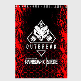 Скетчбук с принтом RAINBOW SIX SIEGE OUTBREAK в Санкт-Петербурге, 100% бумага
 | 48 листов, плотность листов — 100 г/м2, плотность картонной обложки — 250 г/м2. Листы скреплены сверху удобной пружинной спиралью | Тематика изображения на принте: 6 | outbreak | rainbow | rainbow six siege | six | tom clancys | радуга осада | том клэнси