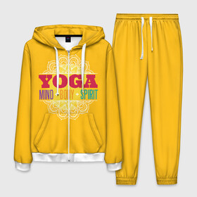 Мужской костюм 3D с принтом Йога в Санкт-Петербурге, 100% полиэстер | Манжеты и пояс оформлены тканевой резинкой, двухслойный капюшон со шнурком для регулировки, карманы спереди | Тематика изображения на принте: fitness | yoga | йога | медитация | фитнес