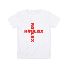 Детская футболка хлопок с принтом ROBLOX в Санкт-Петербурге, 100% хлопок | круглый вырез горловины, полуприлегающий силуэт, длина до линии бедер | Тематика изображения на принте: roblox | roblox simulator. | код роблокс | роблокс | роблокс симулятор