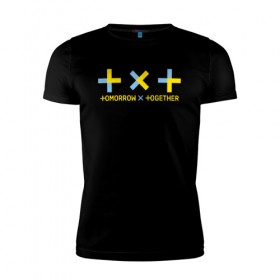 Мужская футболка премиум с принтом TOMORROW X TOGETHER в Санкт-Петербурге, 92% хлопок, 8% лайкра | приталенный силуэт, круглый вырез ворота, длина до линии бедра, короткий рукав | tomorrow x together | txt