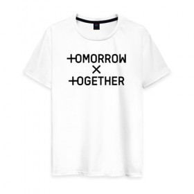 Мужская футболка хлопок с принтом TOMORROW X TOGETHER в Санкт-Петербурге, 100% хлопок | прямой крой, круглый вырез горловины, длина до линии бедер, слегка спущенное плечо. | Тематика изображения на принте: 