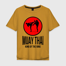 Мужская футболка хлопок Oversize с принтом Muay thai (двухсторонняя) в Санкт-Петербурге, 100% хлопок | свободный крой, круглый ворот, “спинка” длиннее передней части | boxer | boxing | fight | fighting | king of the ring | muay thai | боксер | король ринга | муай тай | тайский бокс