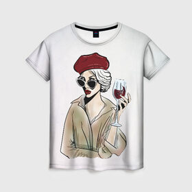 Женская футболка 3D с принтом Не сходи с ума, сходи за вином! в Санкт-Петербурге, 100% полиэфир ( синтетическое хлопкоподобное полотно) | прямой крой, круглый вырез горловины, длина до линии бедер | Тематика изображения на принте: 