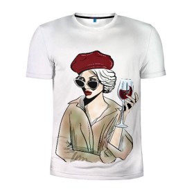 Мужская футболка 3D спортивная с принтом Не сходи с ума, сходи за вином! в Санкт-Петербурге, 100% полиэстер с улучшенными характеристиками | приталенный силуэт, круглая горловина, широкие плечи, сужается к линии бедра | Тематика изображения на принте: 