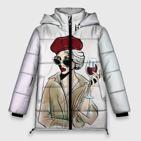 Женская зимняя куртка 3D с принтом Не сходи с ума сходи за вином! в Санкт-Петербурге, верх — 100% полиэстер; подкладка — 100% полиэстер; утеплитель — 100% полиэстер | длина ниже бедра, силуэт Оверсайз. Есть воротник-стойка, отстегивающийся капюшон и ветрозащитная планка. 

Боковые карманы с листочкой на кнопках и внутренний карман на молнии | Тематика изображения на принте: 